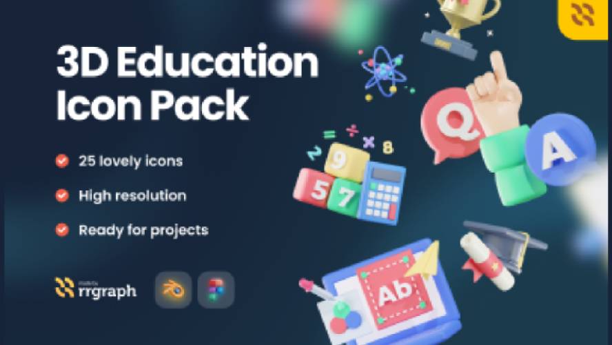 FREE 3D Education Icon Pack