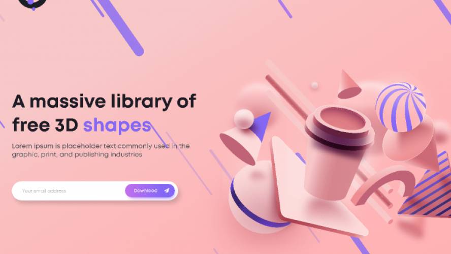 Free 3d shape Landing page for Figma