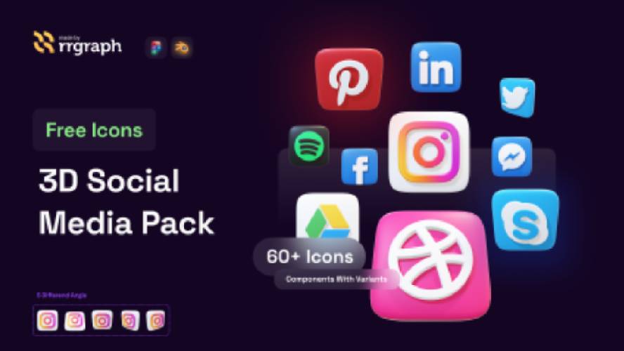 Free 3D Social Media Icon Figma Template
