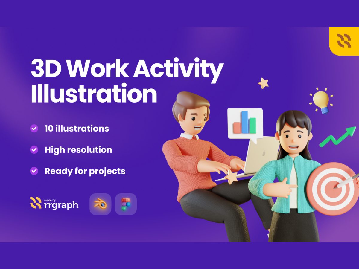 Free 3D Work Activity Illustration Pack