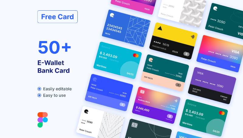 Free 50+ E Wallet Bank Card Figma Ui Kit | UI4Free