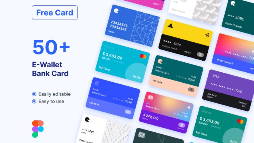 Free 50+ E Wallet Bank Card Figma Ui Kit