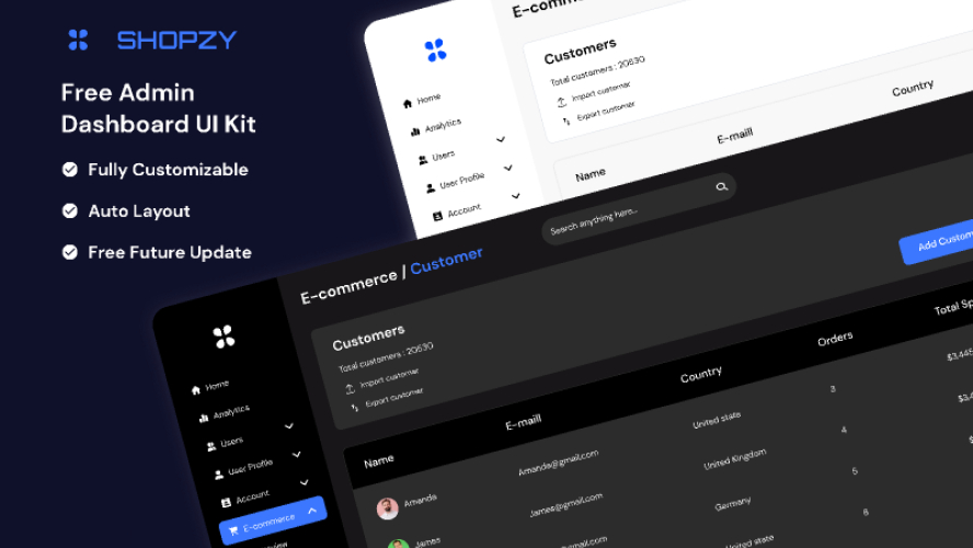 Free Admin UI Kit Figma Template