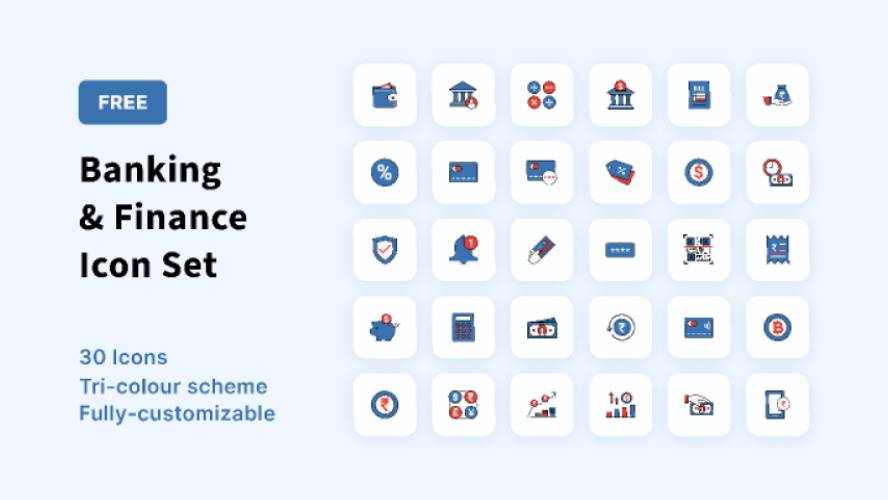 Free Banking and Finance Icon Set Figma Template