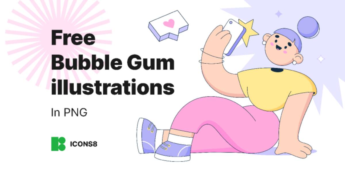 Free Bubble Gum illustrations in PNG Figma Template | UI4Free