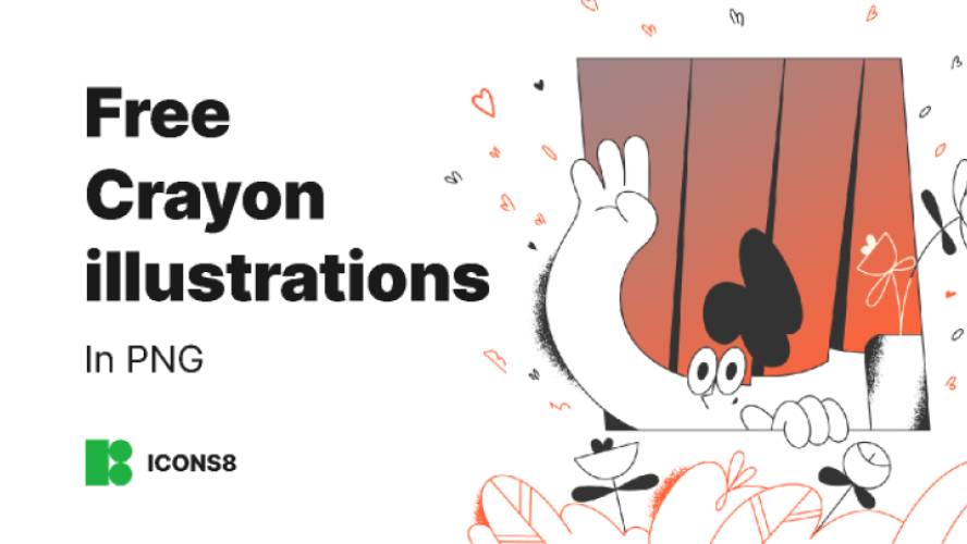 Free Crayon illustrations in PNG Figma Template