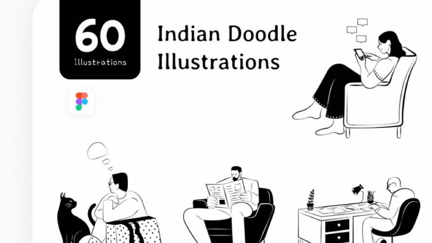 Free figma Doodle Illustration Pack (Indian)