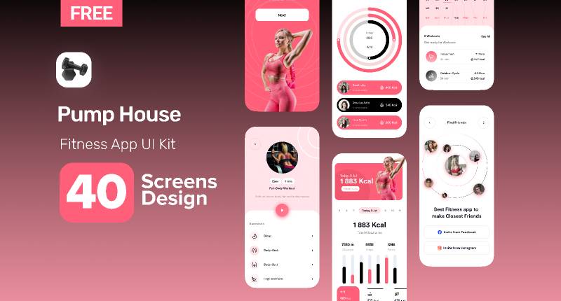 Free Fitness Figma App Ui Kit | UI4Free