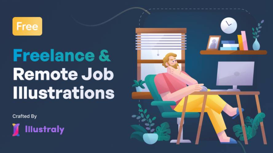 Free Freelance & Remote Job Illustration Set Figma Template