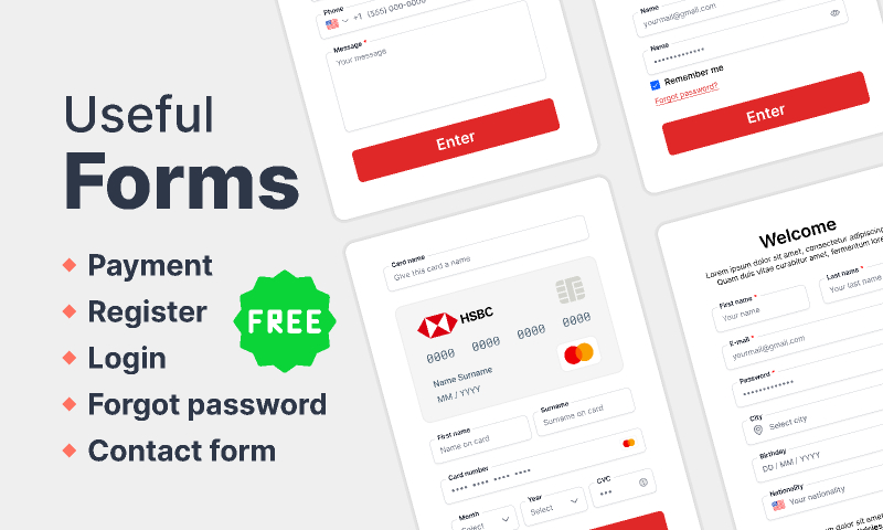 Free Useful Forms Figma UI Kit