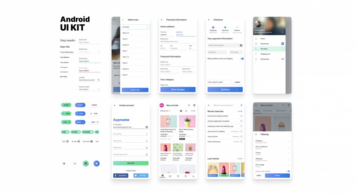 Freebie Android UI Kit For Figma | UI4Free