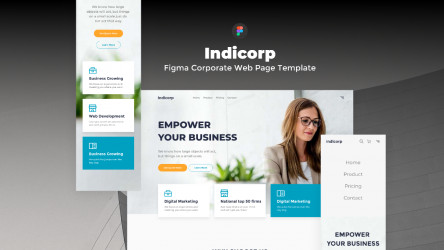 Freebie Figmate Indicorp - Figma Corporate Web Page Template