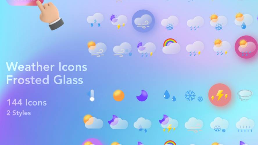Frosted Glass Weather Icons Figma