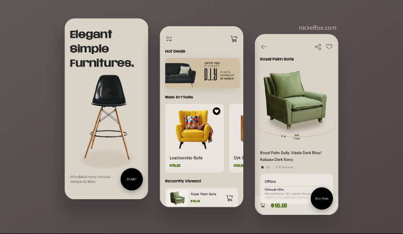 Furniture Figma Mobile App UI | UI4Free