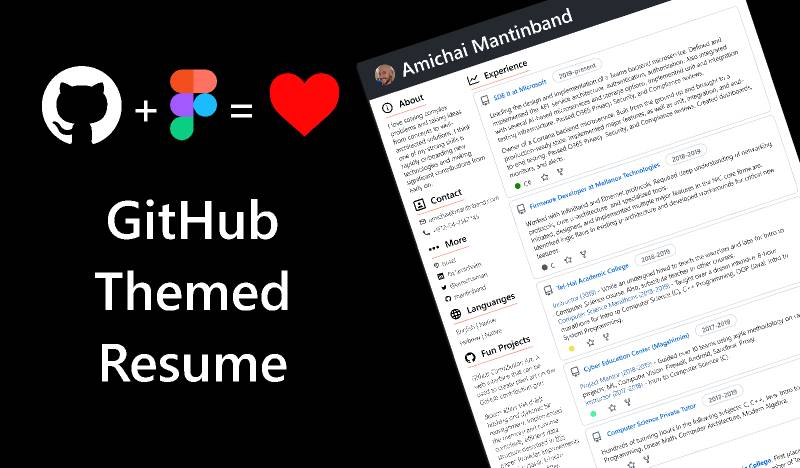 GitHub Themed Resume Template Figma Template | UI4Free