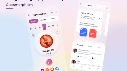 Glassmorphism Pregnancy App Concept Figma