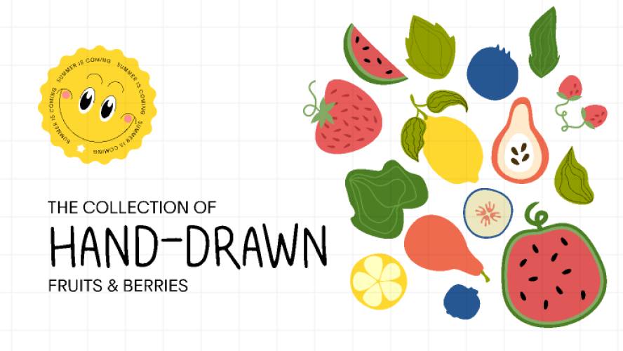 Hand-drawn Fruits & Berries Patterns Figma Template