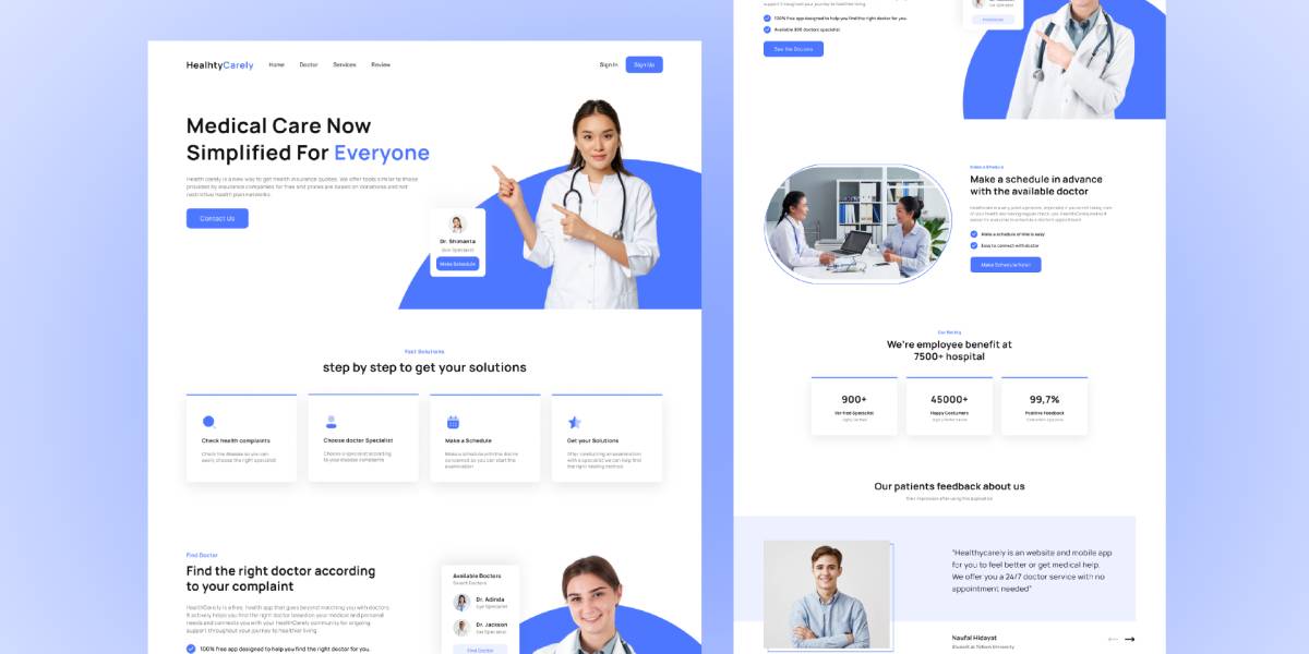 Healthy Care Landing Page Figma Template | UI4Free