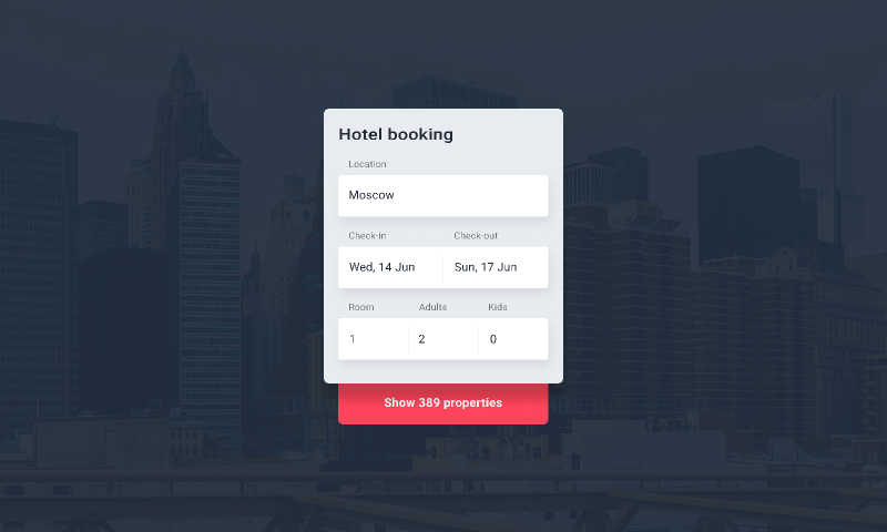 Hotel booking form - Ui4free.com