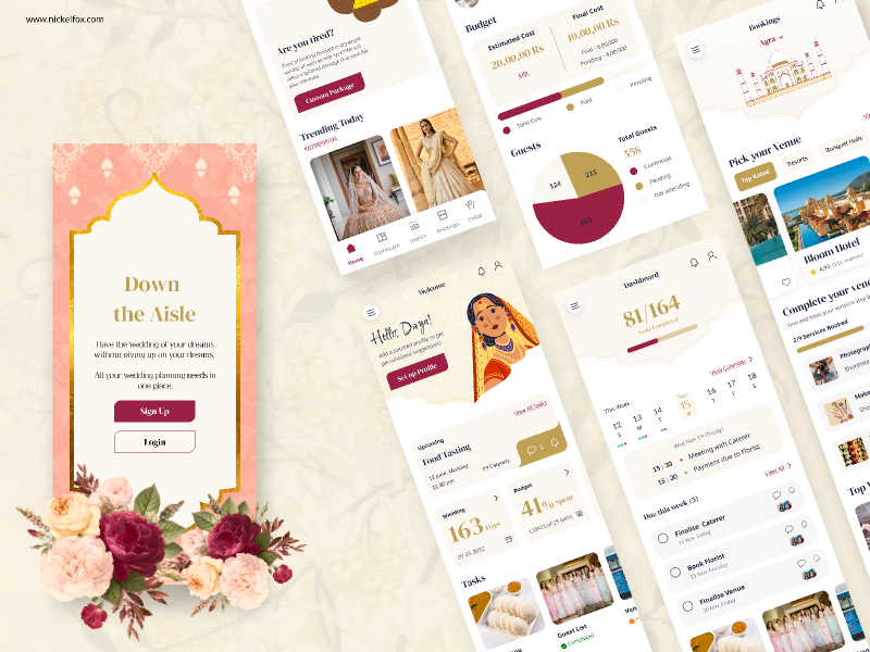 Indian Wedding Planning App Figma Free Template UI4Free