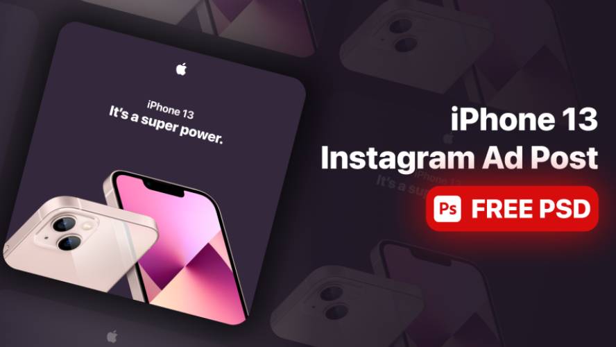 iPhone 13 Instagram Ad Post(FREE PSD)