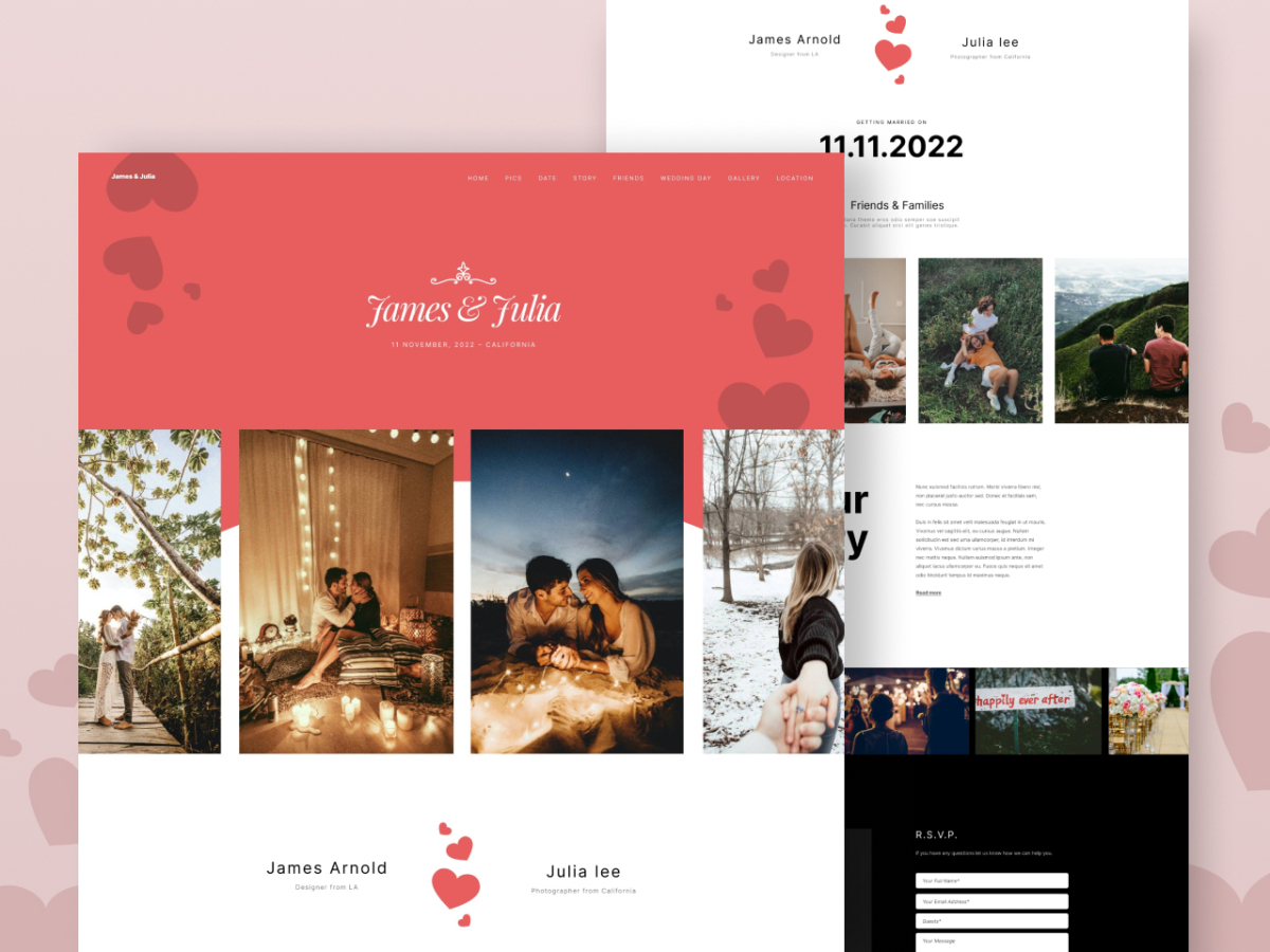 James & Julia – Free Wedding Figma Website Design Template