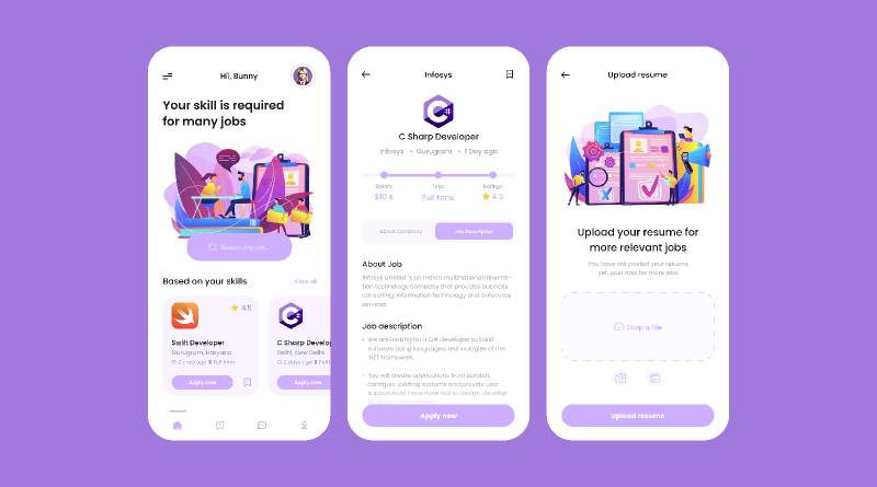 Job Finding app figma template | UI4Free