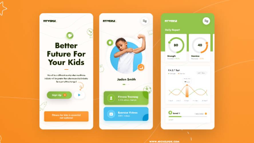 Kids Fitness Figma Mobile App Concept