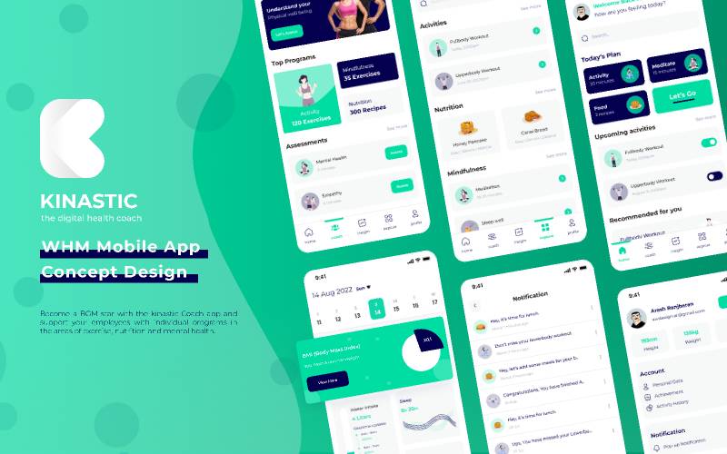 Kinastic Mobile app concept figma free download | UI4Free