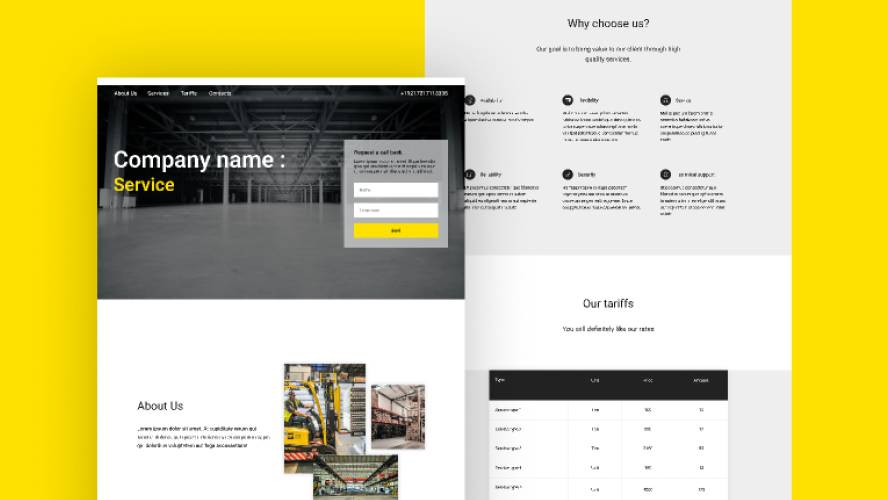 Landing for a warehouse company figma website template