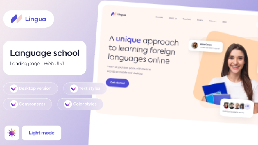 Landing page - Language learning school figma template