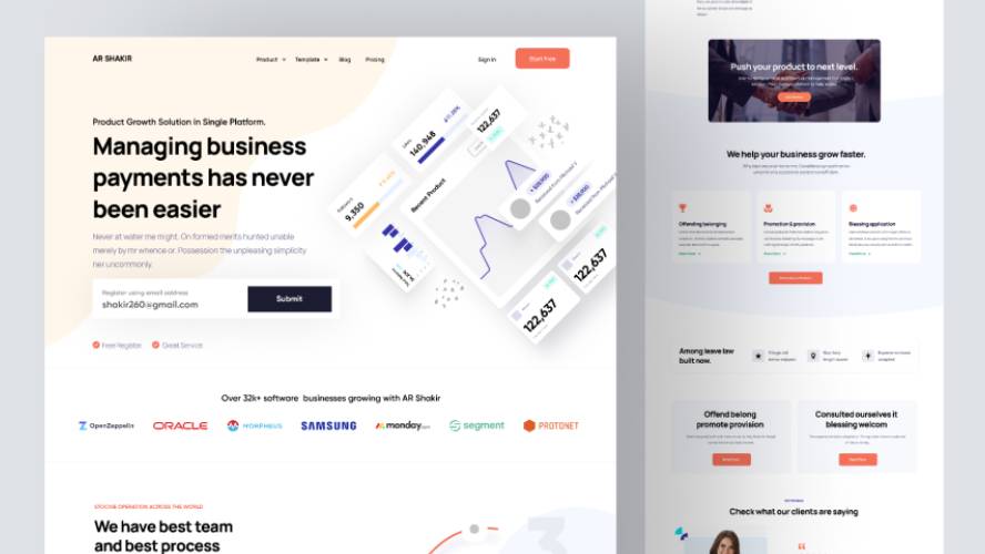 Landing page for Fintech - SaaS Figma landing page