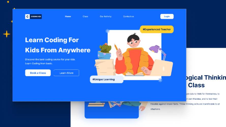 Landing Page Online Course Website-Coding for Kids figma template