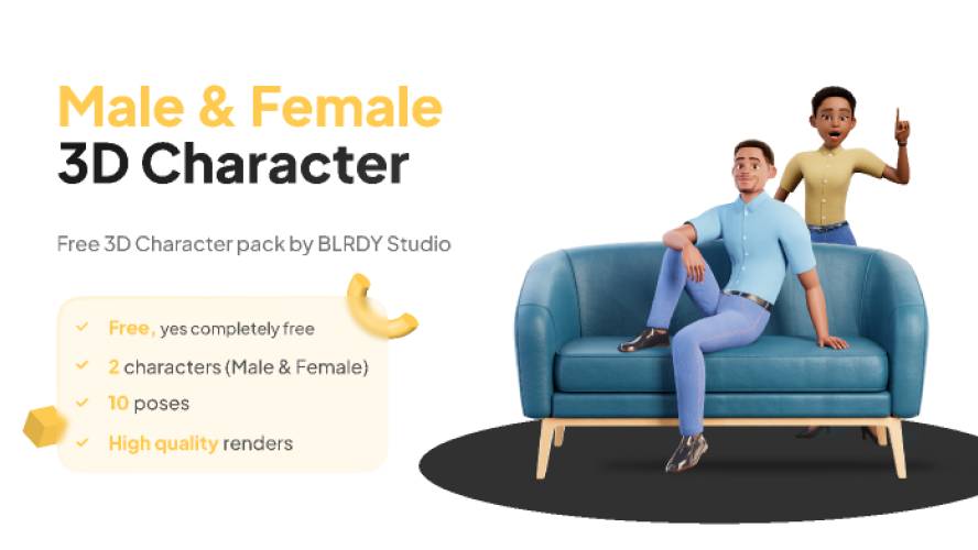 Male & Female 3D Character Figma Template
