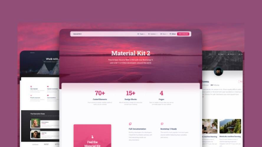 Material Kit 2 - Free UI Kit Figma Website Template