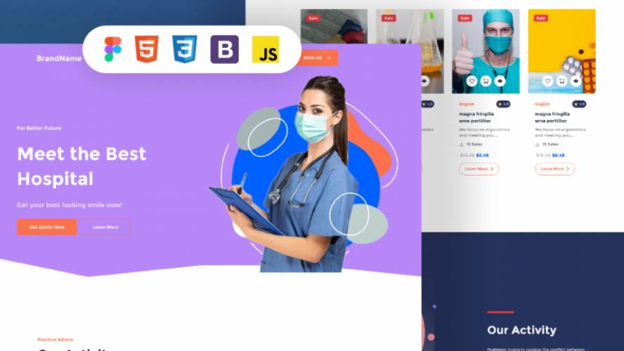 Medical Superior - bootstrap website templates figma free