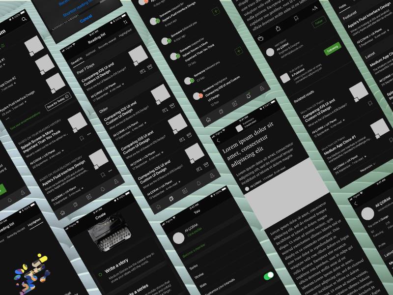Medium iOS App Clone figma template | UI4Free