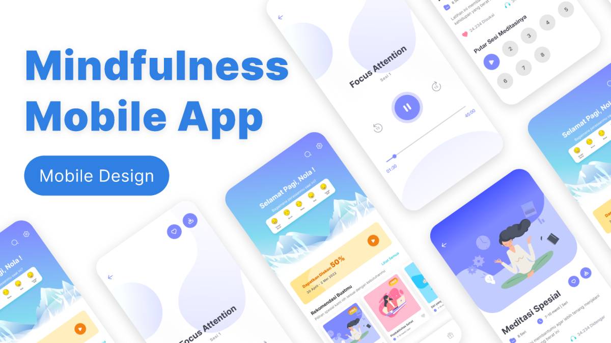 Mindfulness Mobile App Figma Template | UI4Free