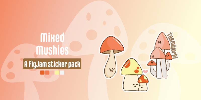 Mixed mushies sticker pack figma illustration template