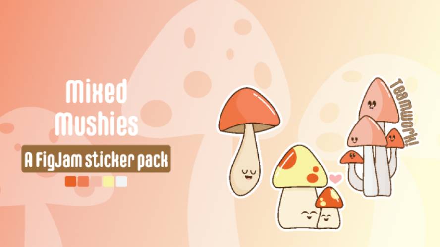 Mixed mushies sticker pack figma illustration template