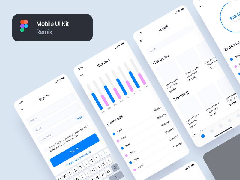 Mobile UI Kit Figma Mobile Template | UI4Free