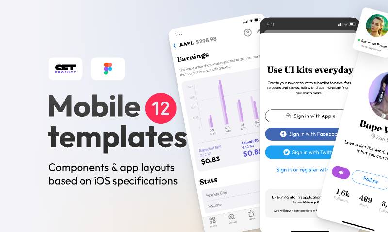 Mobile UI kit for Figma Mobile App templates | UI4Free