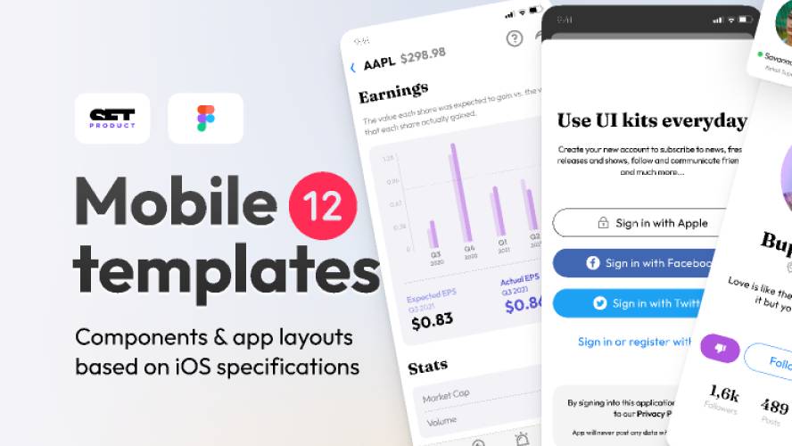 Mobile UI kit for Figma Mobile App templates