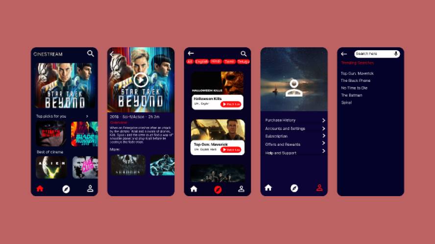 Mockup for movie streaming app figma template