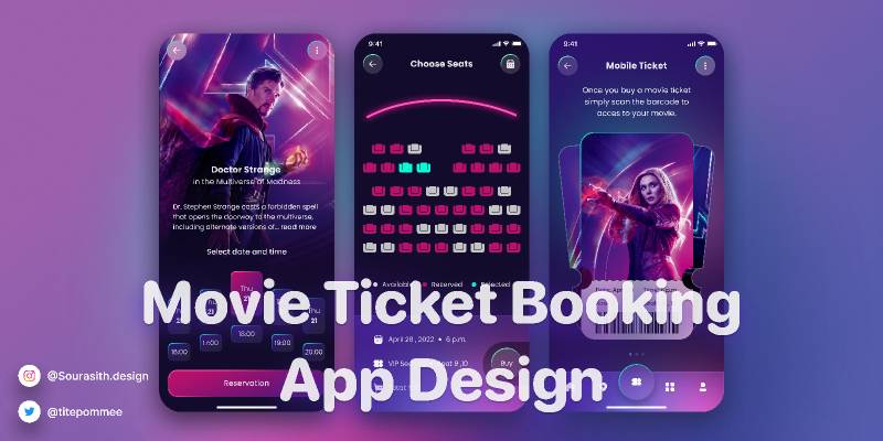 Movie Ticket Booking App Design Figma Template | UI4Free