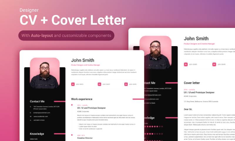 Multipurpose CV and Cover Letter - Figma Print Templates