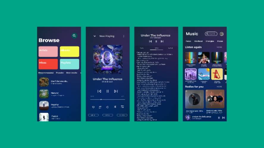 Music app figma mobile template free download