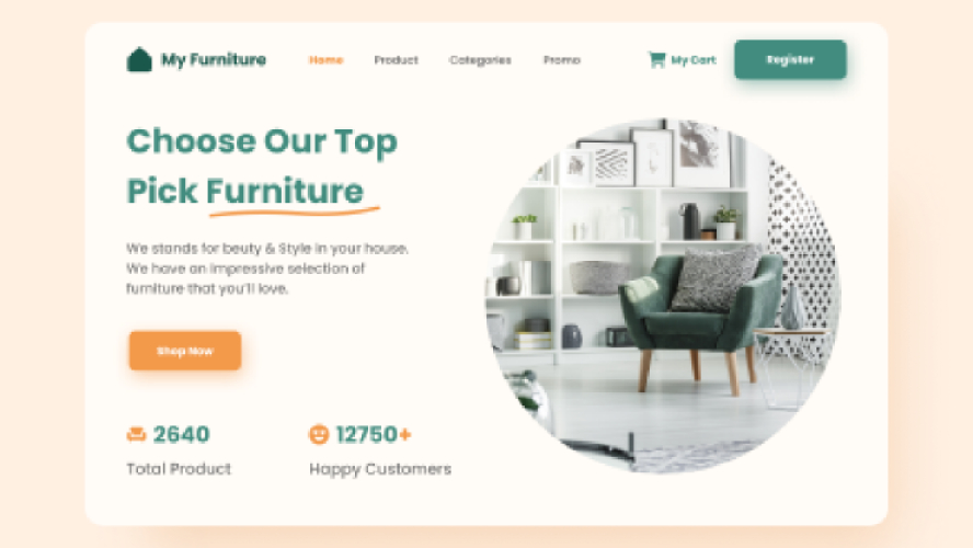 My Furniture Hero Section Figma Web Ui Kit