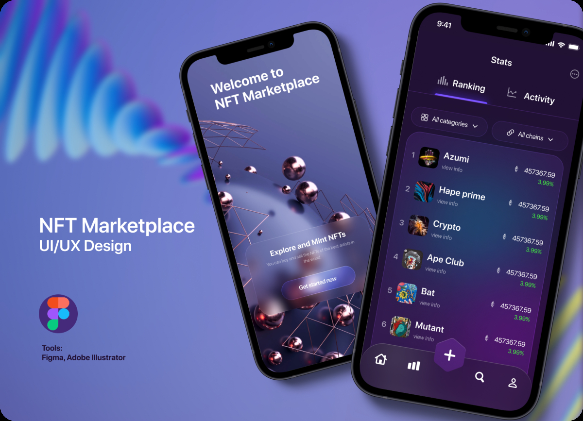 NFT Marketplace App-UI design | UI4Free