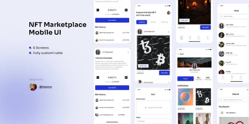 NFT Marketplace Mobile Figma Ui Kit | UI4Free